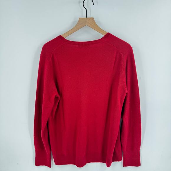 Everlane Red 100% Cashmere V-Neck Sweater XL Classic Holiday Wardrobe Staple - Picture 2 of 5